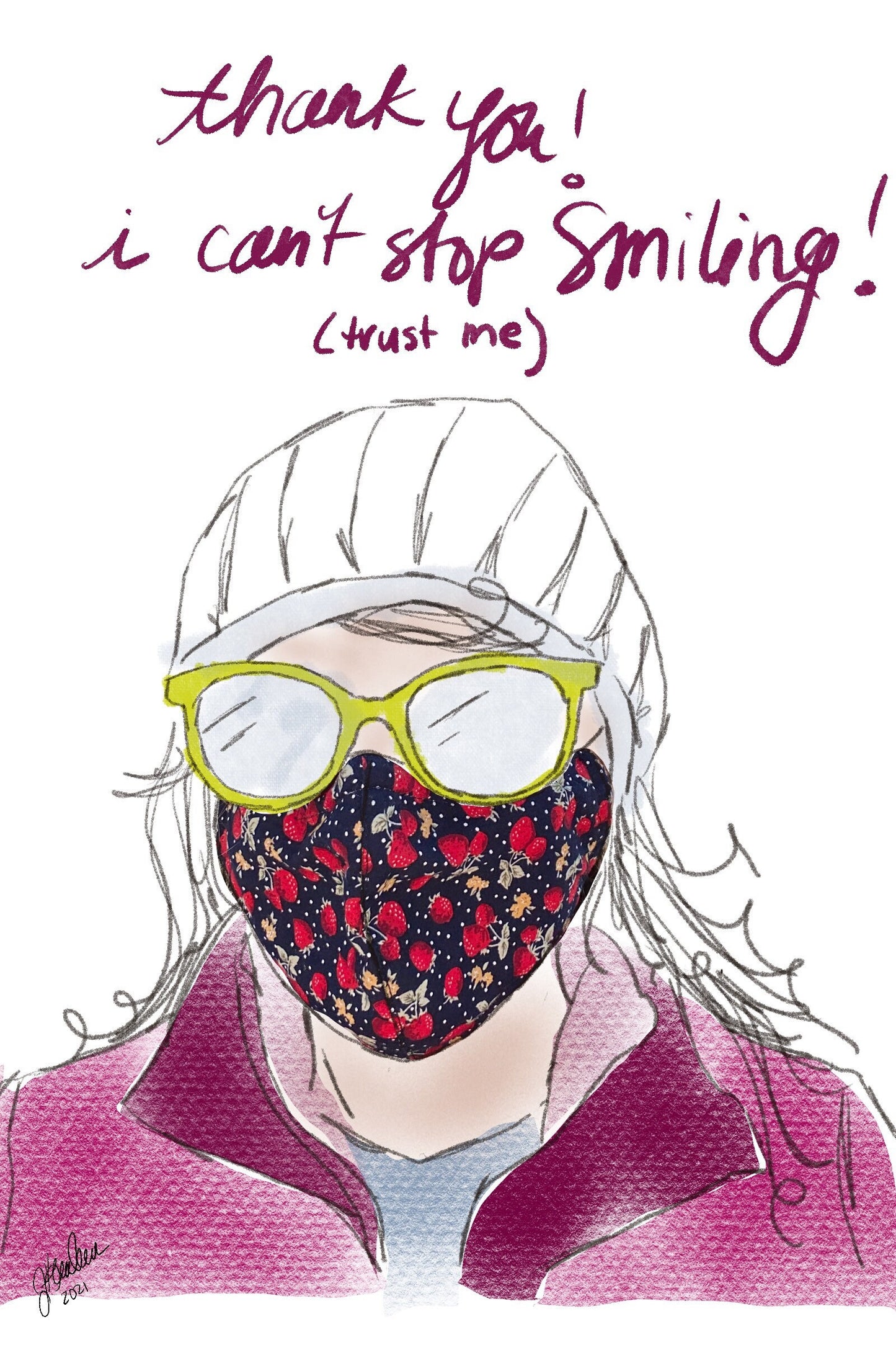 Thank You Card, COVID Style, Digital Art and Stationary