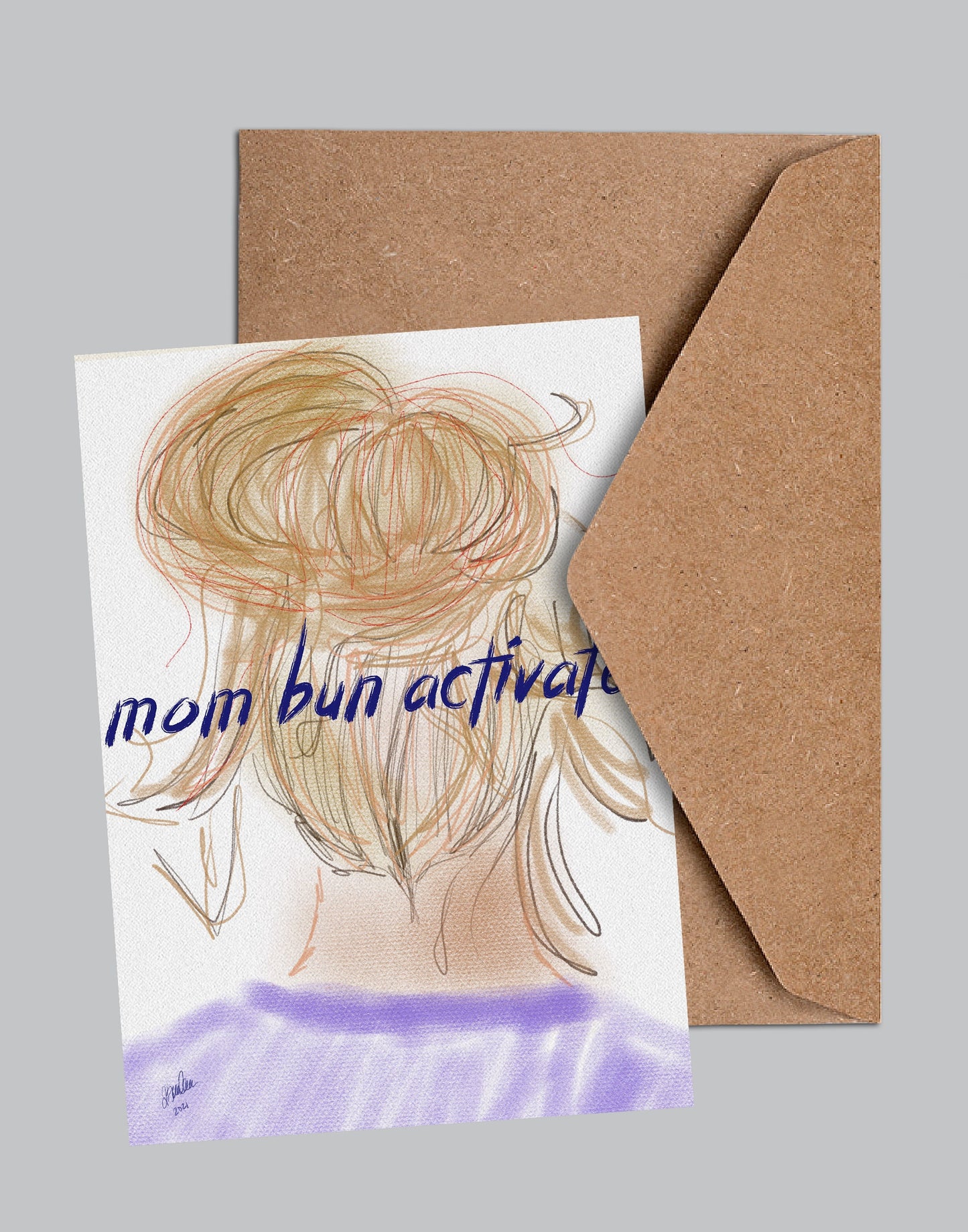 Mom Bun Activated Digital Art and Stationary